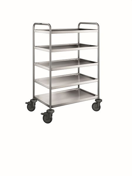 B.PRO SW 8 X 5-5 Servierwagen aus rostfreiem Edelstahl mit Kunststoffrollen, 569772