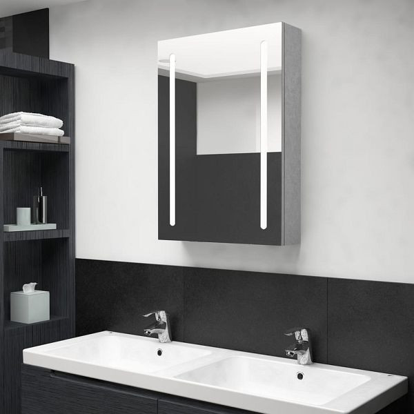 vidaXL LED-Spiegelschrank fürs Bad Betongrau 50x13x70 cm, 326495