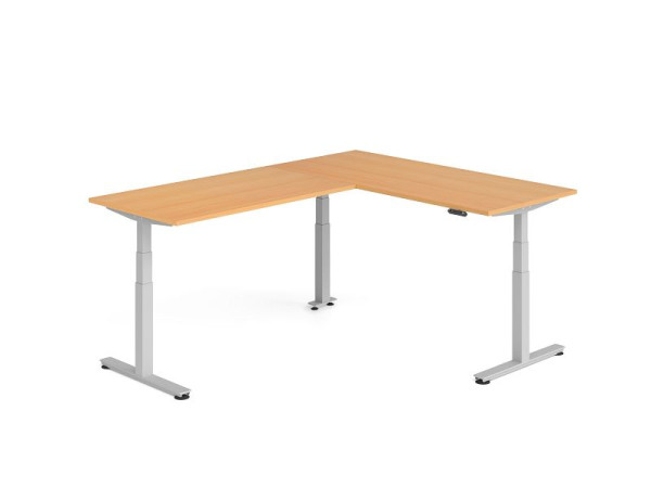 Hammerbacher Sitz-Steh-Winkeltisch 240x180cm Buche/Silber, VXDSMW1916/6/S