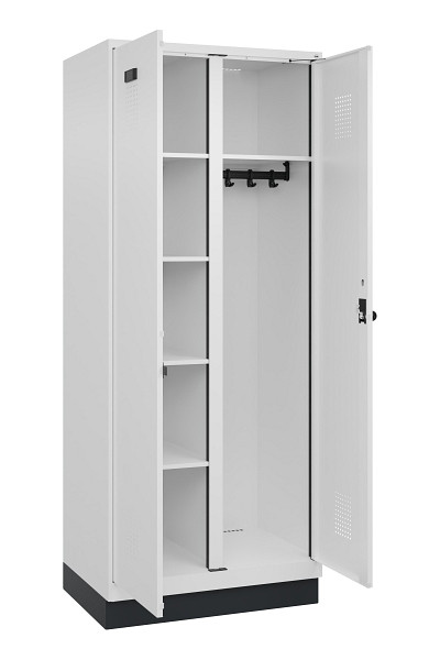 C+P Wäsche-/Garderobenspind Evolo PLUS, mit Sockel, 2 Abteile, 1950x800x500mm, 9, RAL 9016 Verkehrsweiß, Drehriegel, 049620-22 S10020