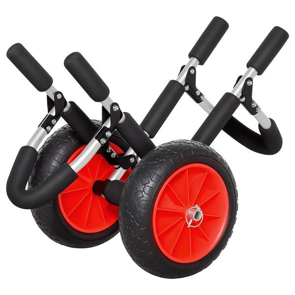 HOMCOM Surfwagen klappbar bis 45 kg AluTransportwagen Kajakwagen klappbar gepolstert Kunstleder-Reifen Bootswagen Surfwagen, A32-004