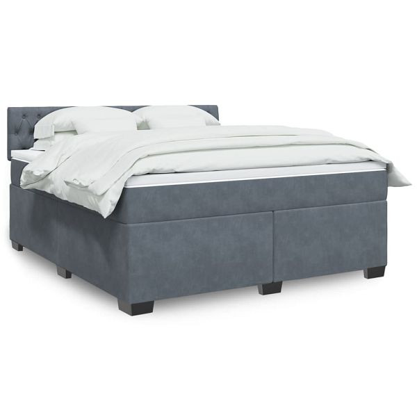 vidaXL Boxspringbett mit Matratze Dunkelgrau 180x200 cm Samt, 3286385