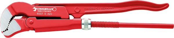 STAHLWILLE S-Maul-Rohrzange Nr.6557 Größe 1 Länge 330 mm Maulweite max.40 mm poliert Kopf+Griffe rot, 65570320