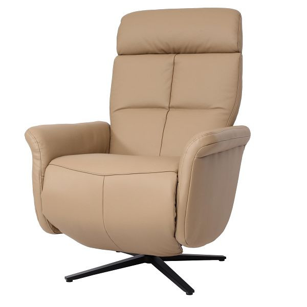 Mendler Relaxsessel HWC-L10, Design Fernsehsessel TV-Sessel Liegesessel, Liegefunktion drehbar, Voll-Leder, taupe, 98380