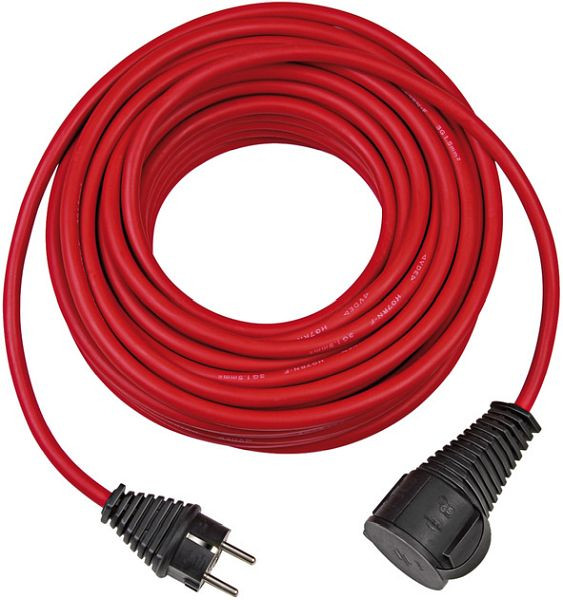 Brennenstuhl Baustellen-Verlängerungskabel (10m Kabel, für den Einsatz im Außenbereich IP44) rot, VE: 3 Stück, 1167950