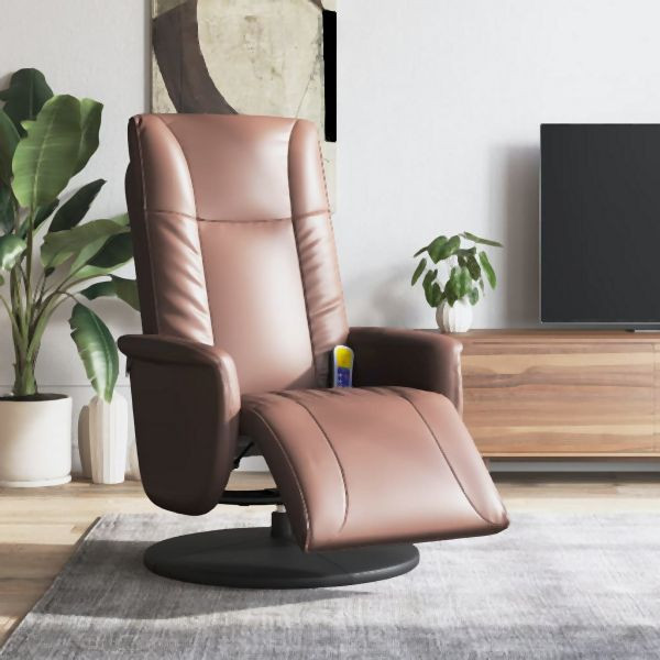 vidaXL Massagesessel mit Fußteil Braun Kunstleder, 356514