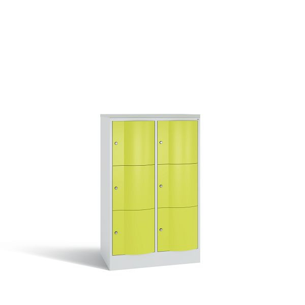 C+P Schließfachschrank Resisto,6 Fächer,H1255xB772xT540mm,Grau/Viridingrün/DBSHellgrau, 8573-272 S10113