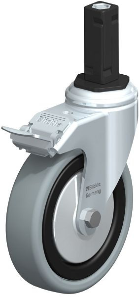 Blickle LKRA-VPA 126K-11-FI-FA-EV13 Apparate-Lenkrolle mit Expander & Feststeller, Vollgummi, Grau, 848388