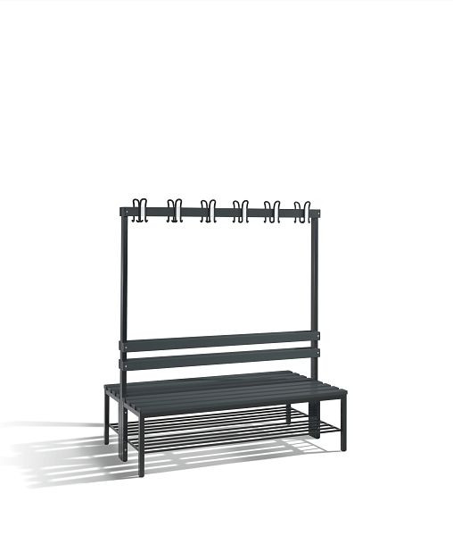 C+P Garderobenbank doppelseitig Basic, H1650xB1500xT750mm, mit Schuhrost, 8051-210 S10089