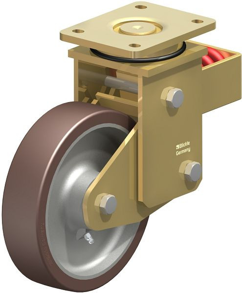 Blickle LSFN-GB 200K Stahlgeschweißte Schwerlast-Lenkrolle mit Stahlfeder, Blickle Besthane®, Braun, 755397