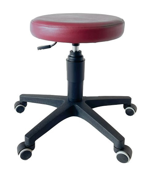 ultraMEDIC Rollhocker ultraSWIVEL6 Sitzhöhe 39 - 52 cm, Sitzdurchmesser 35 cm, Kunstlederbezug Bordeaux, SAN-1500-BOR