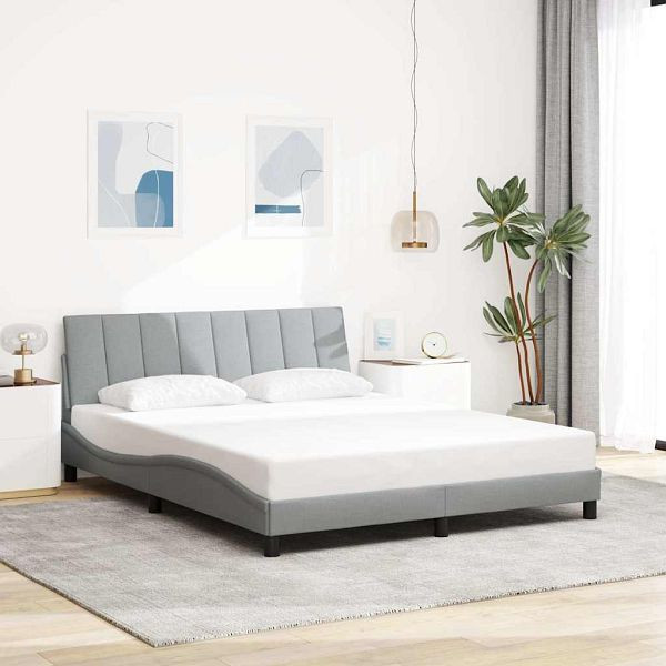 vidaXL Bettgestell ohne Matratze Hellgrau 160x200 cm Stoff, 3310398