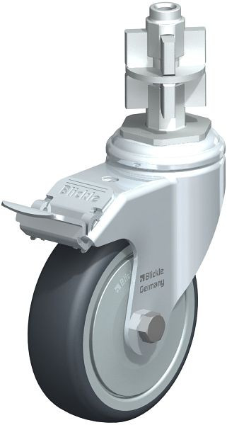 Blickle LKRA-TPA 101K-11-FI-FK-E17 Apparate-Lenkrolle mit Expander & Feststeller, Thermoplastisches Gummi-Elastomer, Grau, 641340