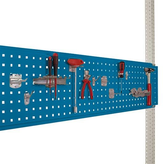 Manuflex Werkzeug-Lochplatte für Stahl-Aufbauportale, Nutzhöhe = 300 mm, für Tischbreite 1000 mm, Brillantblau, ZB3341.5007