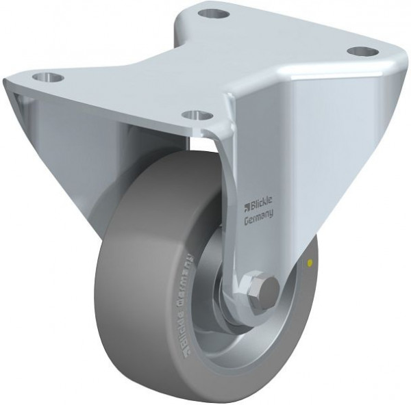 Blickle BH-ALTH 101K-3-AS Stahlblech-Bockrolle, Schwerlast-Ausführung, mit Anschraubplatte, Blickle Extrathane®, Grau, 852523