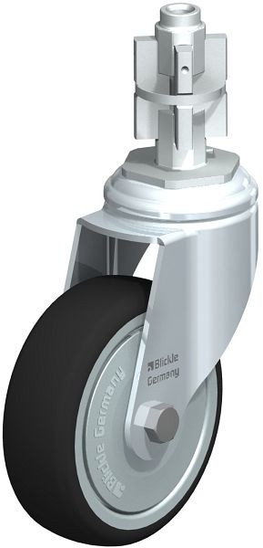 Blickle LKRA-PATH 101K-11-FK-E15 Apparate-Lenkrolle mit Expander, Thermoplastisches Polyurethan, Grau, 848826