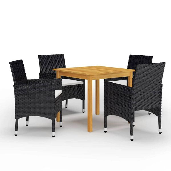 vidaXL 5-teilig Garten-Essgruppe Schwarz, 3067671, 8720286337264