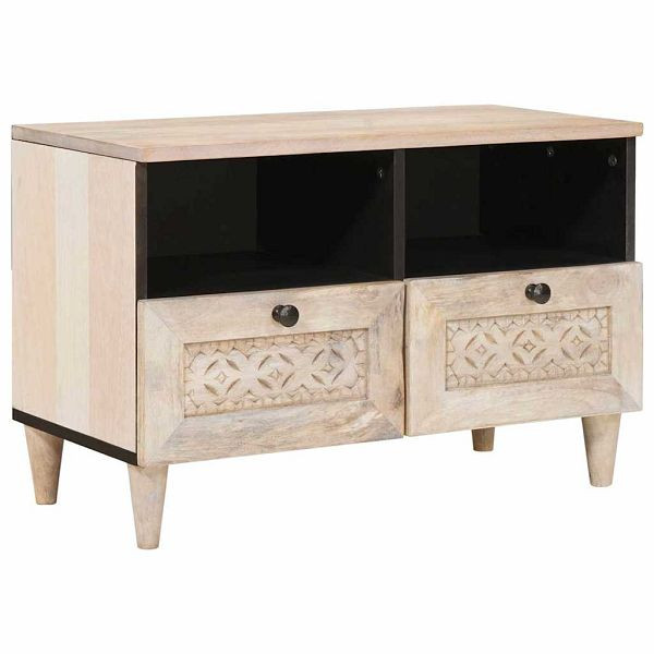 vidaXL TV-Schrank Mit Regal Weiß 70 x 33 x 46 cm massives Mangoholz, 4018117