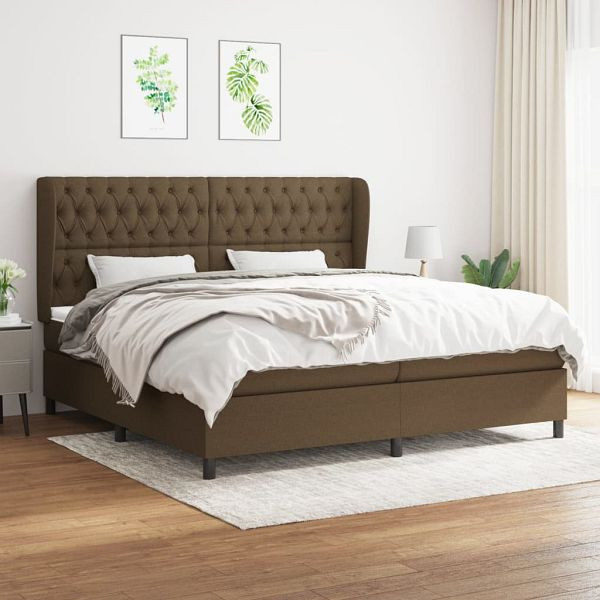 vidaXL Boxspringbett mit Matratze Dunkelbraun 200x200 cm Stoff, 3128232