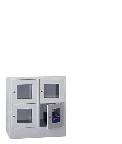 Pavoy Schließfachschrank mit Sockel 855/500/800, 2b x 2h, Zylinderschloss, Abteilbreite 400, Sichtfenster, 61213-224-091-910905