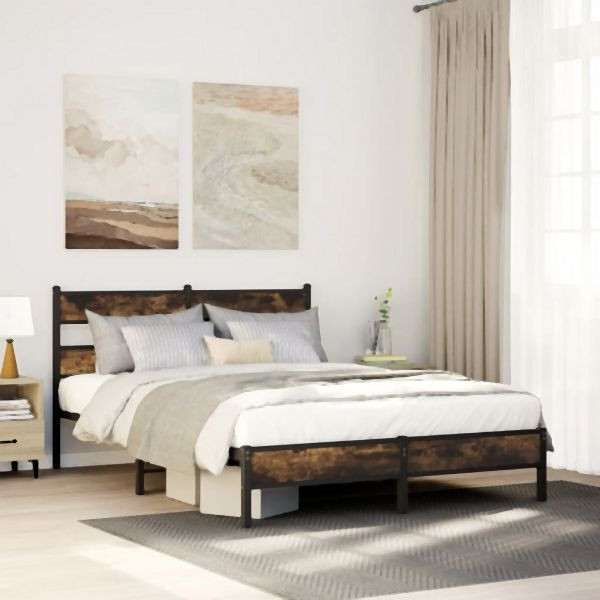 vidaXL Bettgestell ohne Matratze mit Kopfteil Sonoma-Eiche 137x190 cm, 4017199