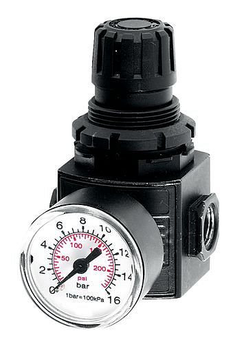 DENIOS Druckminderer G1/4" für Druckluftpumpen DP, Manometer 0-12 bar, 207747