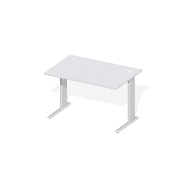 Deskin Schreibtisch Basic M MULTI M, Dekor lichtgrau, Gestell Alusilber, B 1200 x T 800 x H 740 mm, 219665