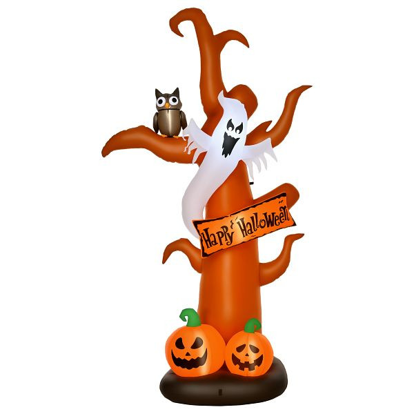 HOMCOM Selbstaufblasend Halloweendekoration mit LED-Lichtern, inkl. Gebläse und Befestigungsmaterial, 156cm x 107cm x 274cm, 844-396V90