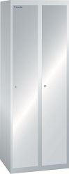 LISTA Garderobenschrank (BxTxH) 600x500x1700mm 2 Abteile, gelochte Tür, Farbe: Lichtgrau, Zylinderschloss, 94.531.020