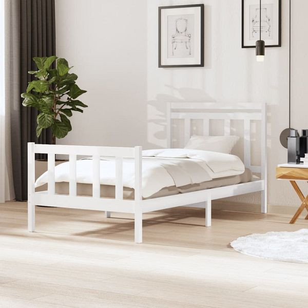 vidaXL Massivholzbett Weiß 100x200 cm, Top-Qualität, 3100710