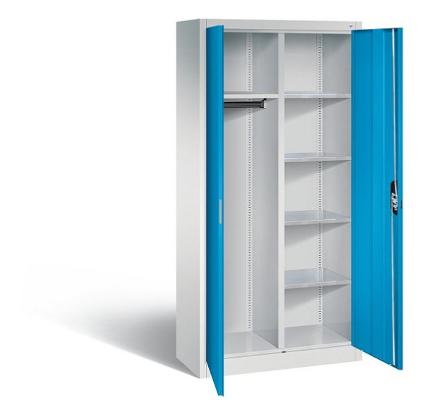 C+P Akten-/Garderobenschrank Acurado, H1950xB930xT400mm, Farbe: Lichtgrau / Lichtblau, Muldengriff, 8920-312 S10160