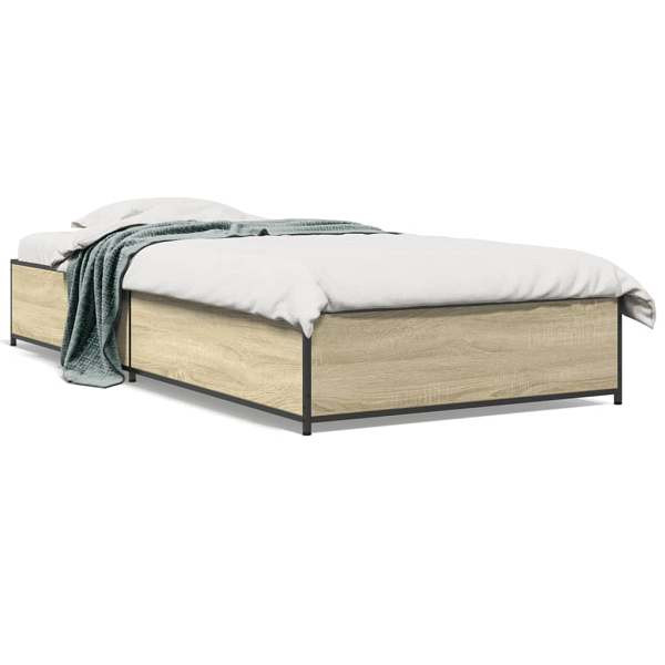 vidaXL Bettgestell Sonoma-Eiche 75x190 cm Holzwerkstoff und Metall, 845122