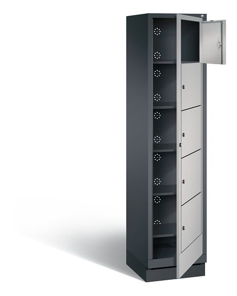 C+P Wäsche-Ausgabeschrank Evolo, H1800xB420xT500mm, Farbe: Schwarzgrau / Weißaluminium, 48160-105 S10016