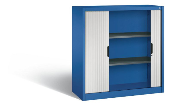 C+P Sideboard mit Rollladen Omnispace, H1230xB1200xT420mm, Farbe: Enzianblau / Lichtgrau, Griffmulde, 3 OH, 3233-00 S10205