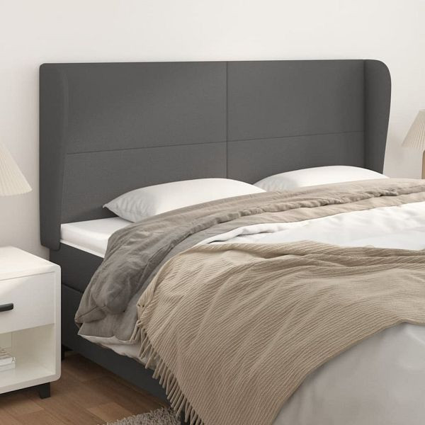 vidaXL Kopfteil mit Ohren Grau 163x23x118/128 cm Kunstleder, 3117776