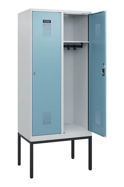 C+P Spind Evolo PLUS, Gestell, 2 Abteile, 1950x800x500mm, 7035/0010, Zylinderschloss, 0490305-22 S10035