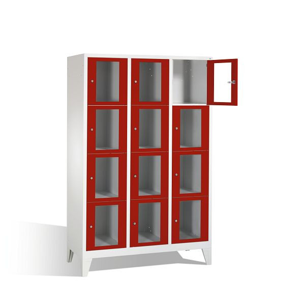 C+P Schließfachschrank Classic, H1850xB1200xT500mm, Farbe: Lichtgrau / Rubinrot, 8010A324 S10001