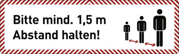 Moedel Deckenabhänger "Bitte mind. 1,5 m Abstand halten!", Aluverbund, 1000x300 mm, 103762