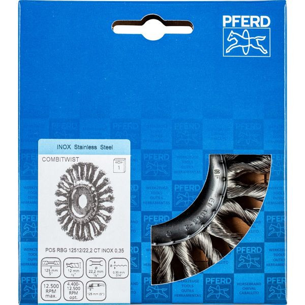 Pferd Rundbürste, gezopft POS RBG 12512/22,2 CT INOX 0,35, 43303011
