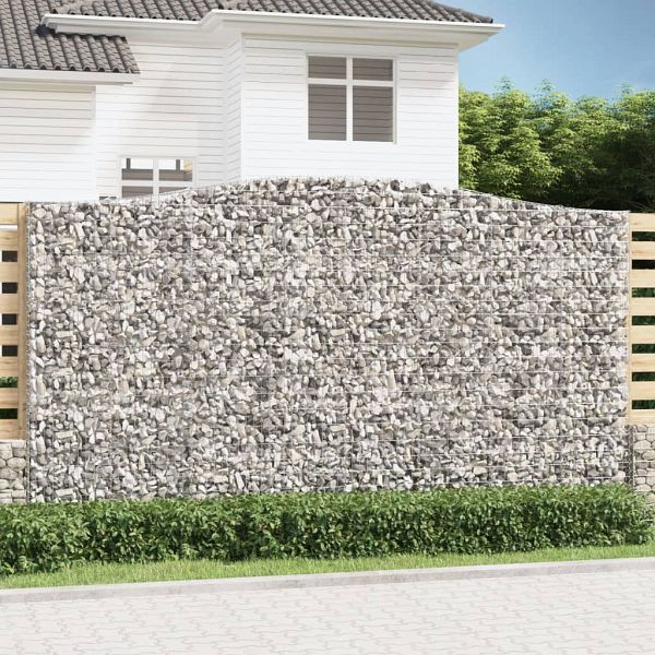 vidaXL Gabionen mit Hochbogen 3 Stück 400x50x220/240cm Verzinktes Eisen, 3146035