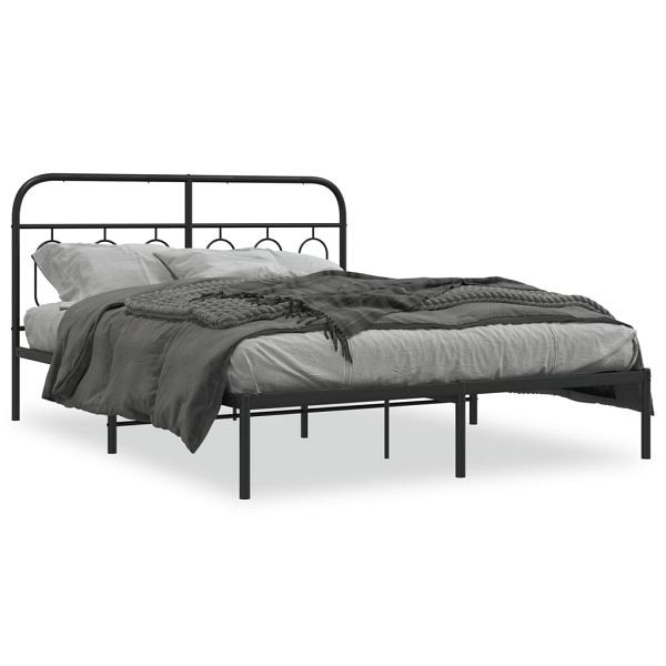vidaXL Bettgestell mit Kopfteil Metall Schwarz 140x200 cm, 377118