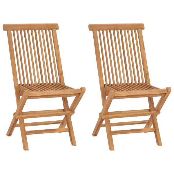 vidaXL Klappbare Gartenstühle 2 Stück Massivholz Teak, 41993