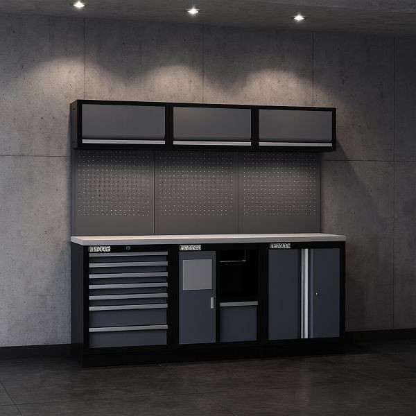 FEISTOS Werkstatteinrichtung Ferros 11E Schwarz, Grau, 46x204x200cm, FE99911S