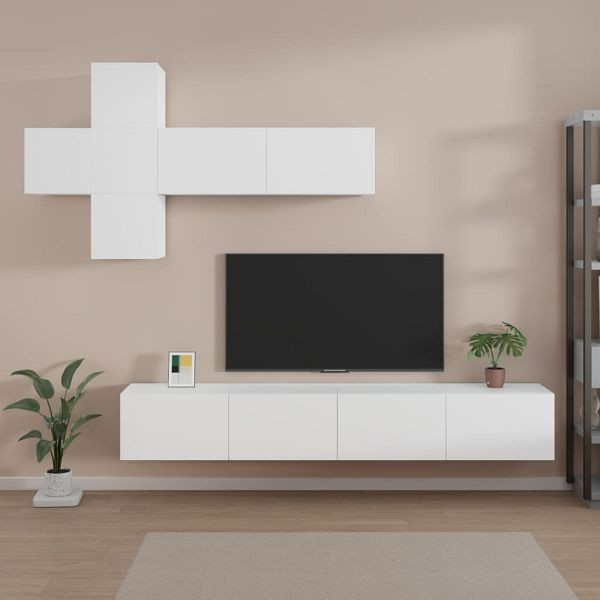 vidaXL 7-teilig TV-Schrank-Set Weiß Holzwerkstoff, 3114518