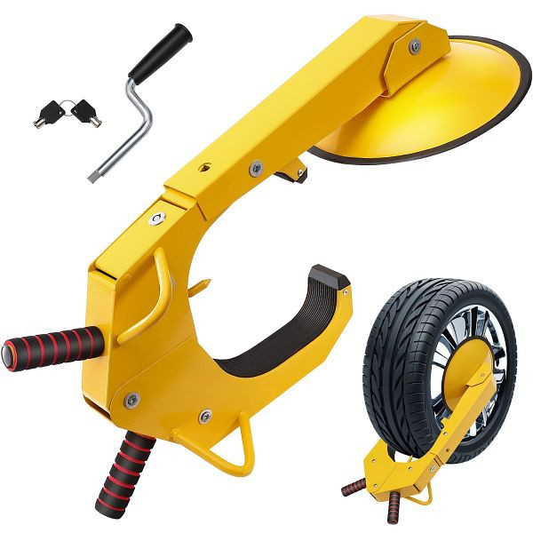 VEVOR Radschloss Autokralle, Passend für 160-380 mm Raddurchmesser Anti-Diebstahl, mit 30 cm Saugnapf, Lkw, SUVs, Camper, Boote Gelb, XPSLTS1J0000E14V9V0