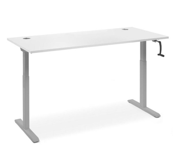 Deskin Schreibtisch manuell höhenverstellbar Flex Modul K, Dekor Weiß, Gestell Alusilber, B 2000 x T 800 x H 710-1190 mm, 360356
