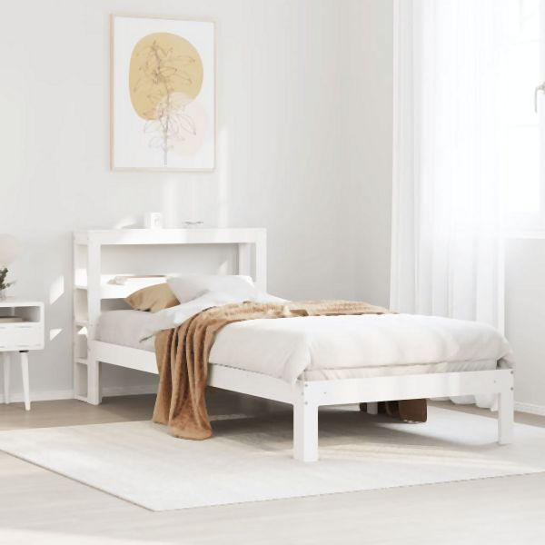 vidaXL Bettgestell mit Kopfteil ohne Matratze Weiß 75x190 cm, 3306032