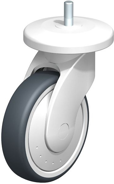 Blickle LWK-TPA 126K-11-FK-AMW100 Kunststoff-Lenkrolle WAVE mit Abweisrad, Thermoplastisches Gummi-Elastomer, Grau, 849281
