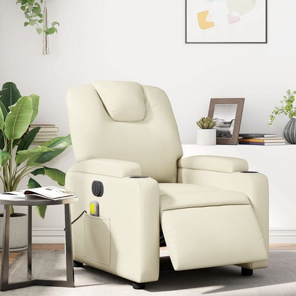 vidaXL Massagesessel Elektrisch Creme Kunstleder, 3204424