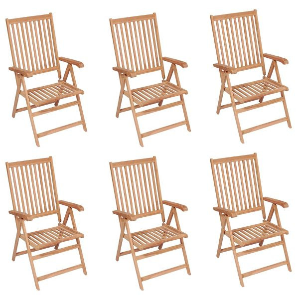 vidaXL Verstellbare Gartenstühle 6 Stück Massivholz Teak, 3065526